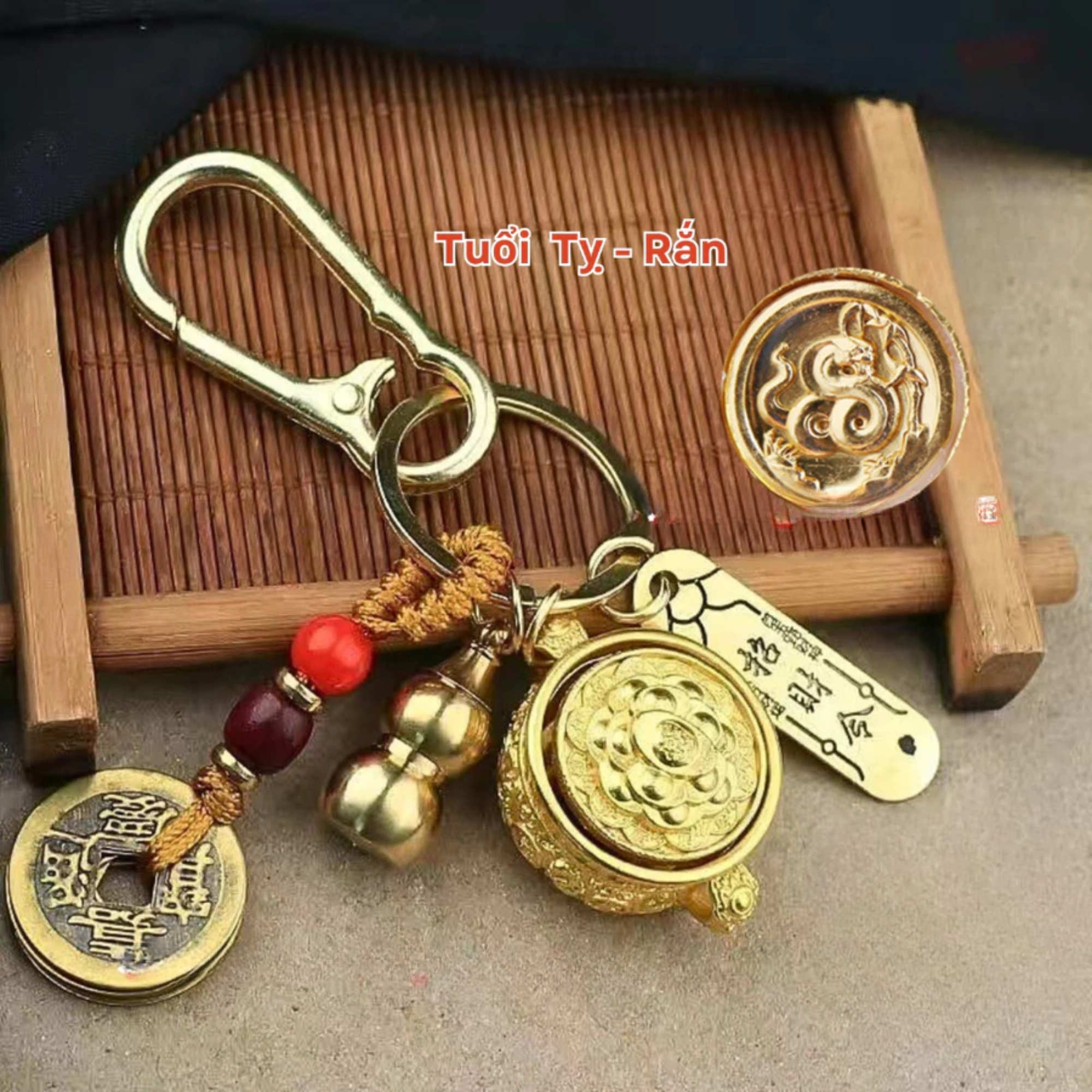 [ Đã Khai Quang ] Móc khóa bát tụ bảo xoay 12 con giáp (Mẫu 2)