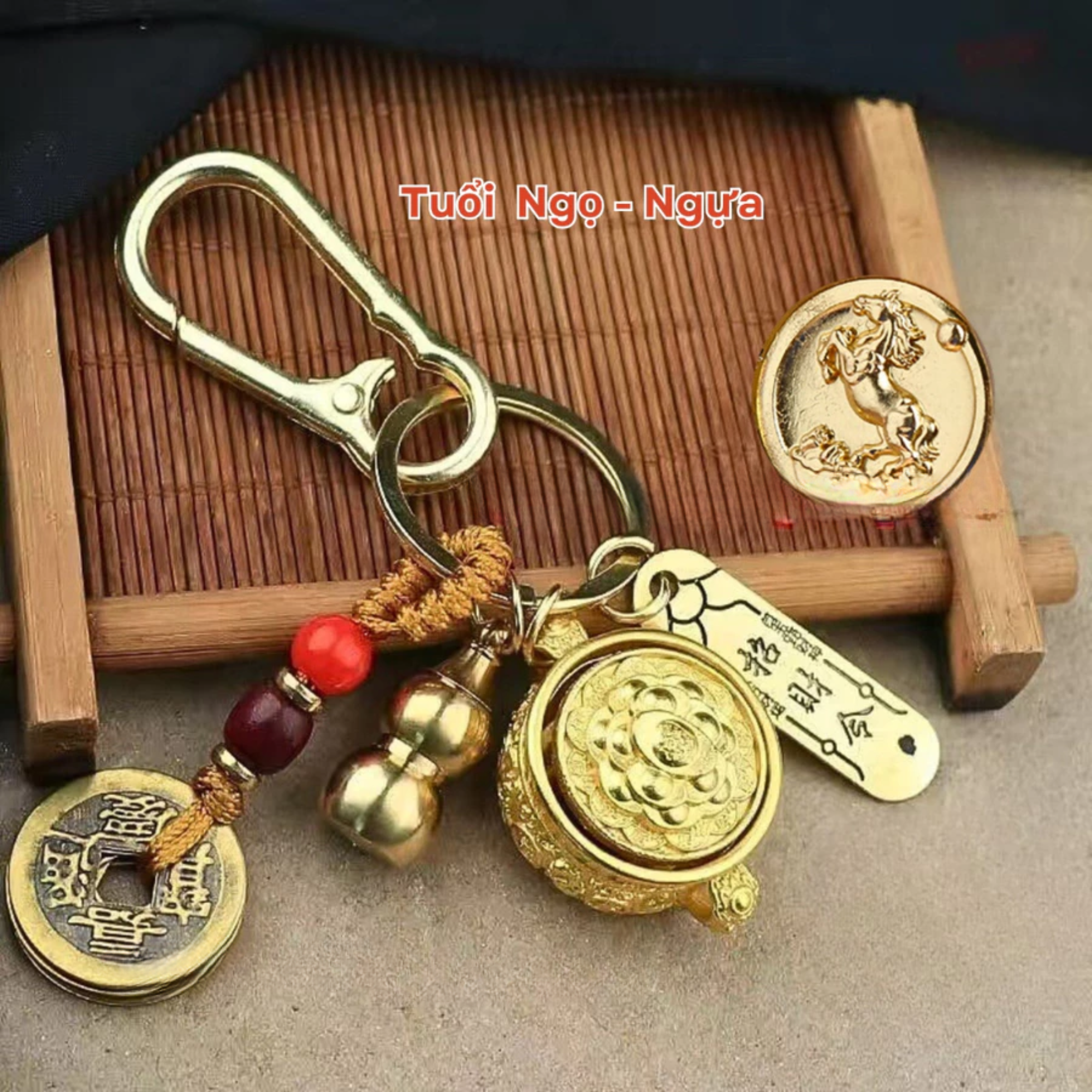 [ Đã Khai Quang ] Móc khóa bát tụ bảo xoay 12 con giáp (Mẫu 2)