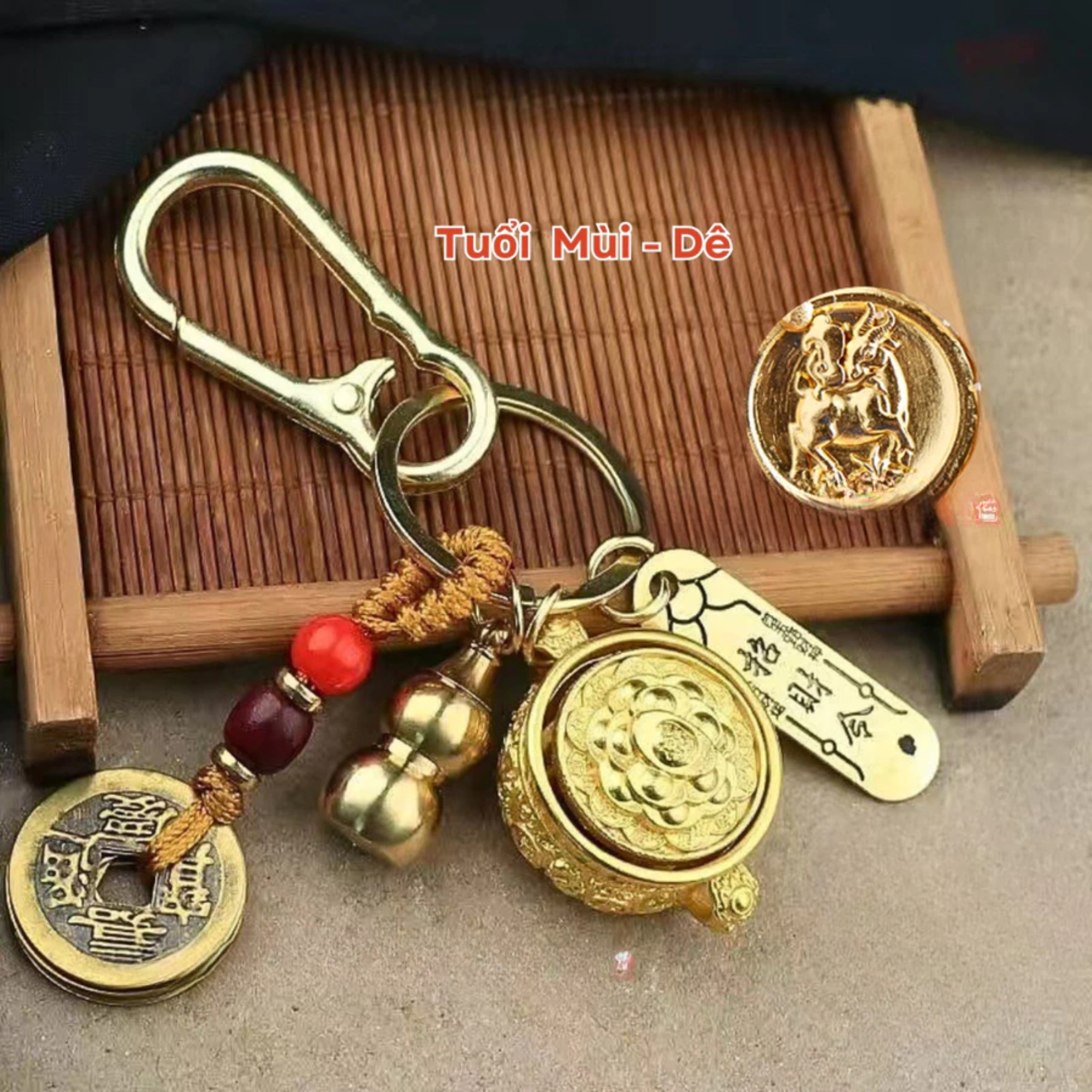 [ Đã Khai Quang ] Móc khóa bát tụ bảo xoay 12 con giáp (Mẫu 2)