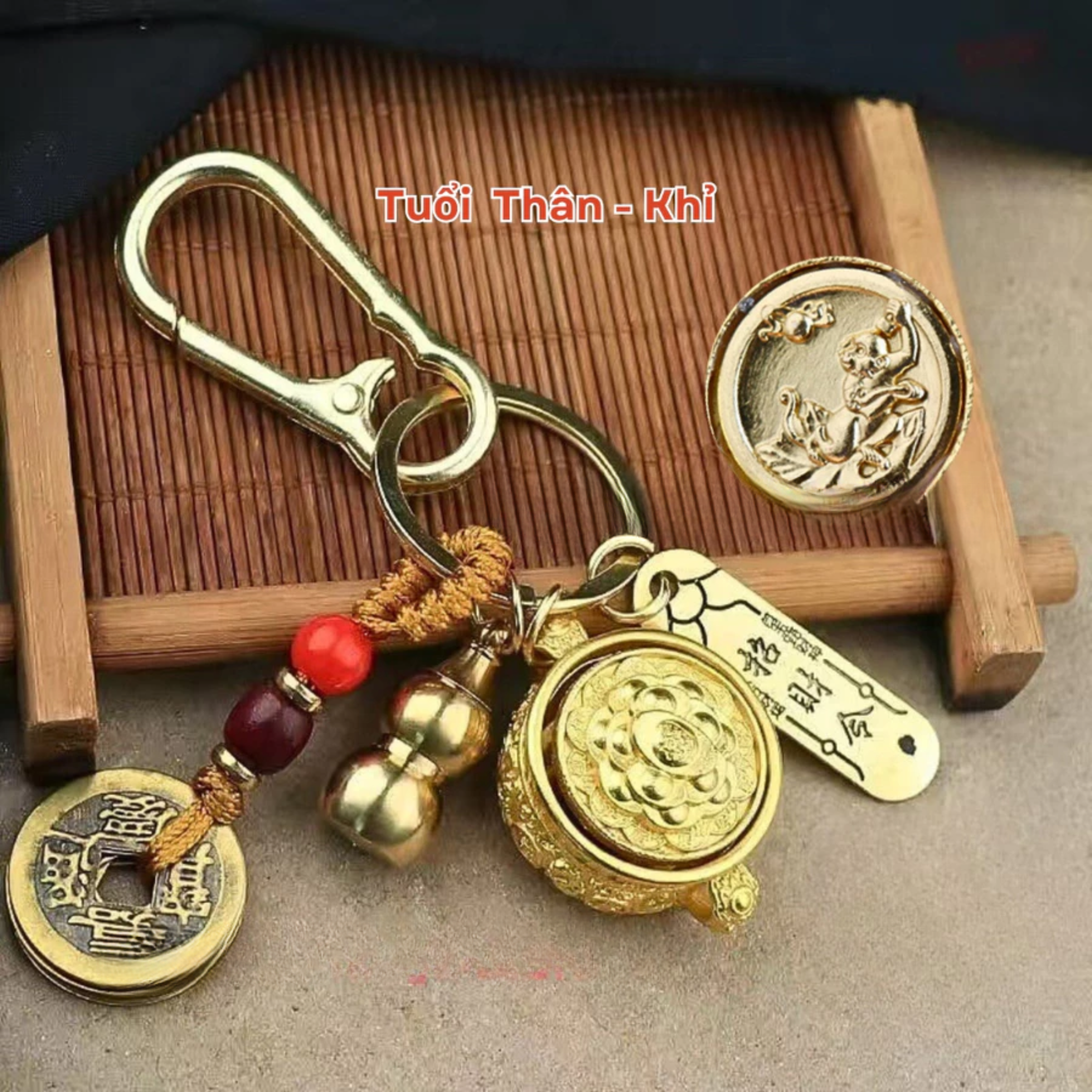[ Đã Khai Quang ] Móc khóa bát tụ bảo xoay 12 con giáp (Mẫu 2)