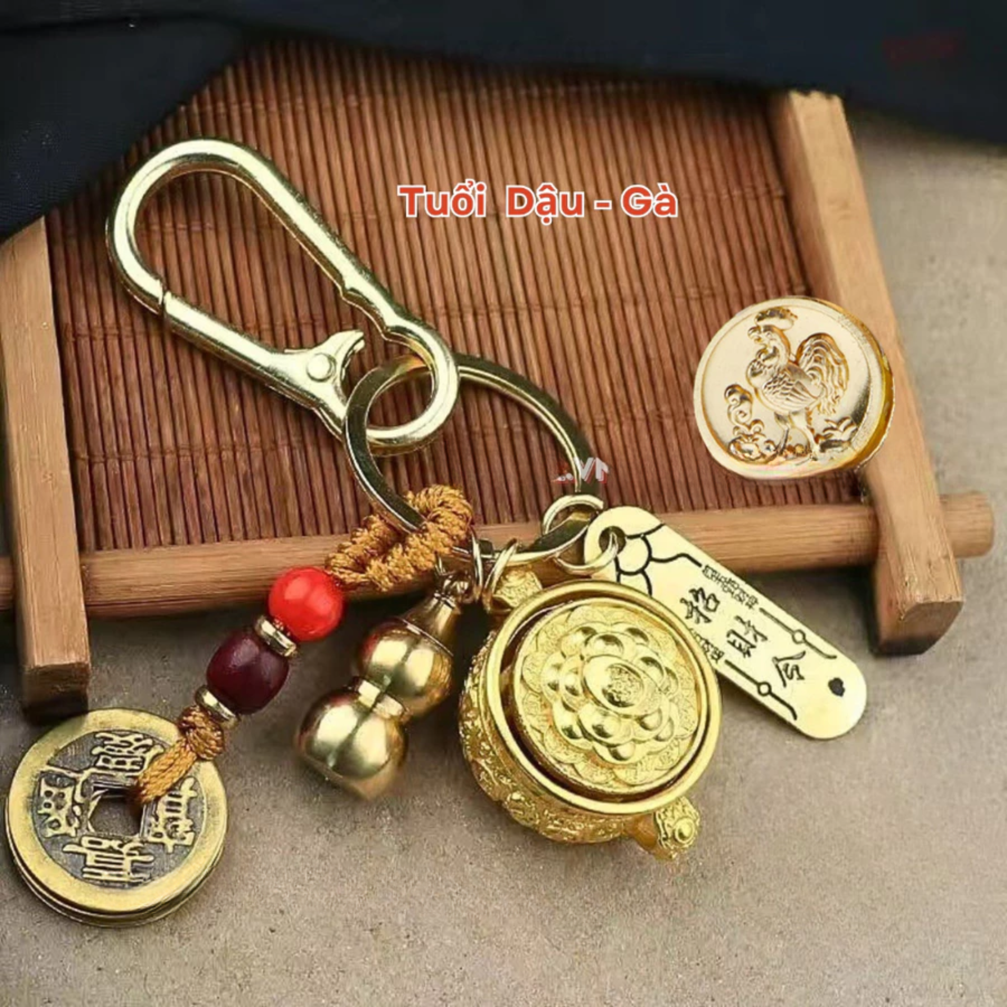 [ Đã Khai Quang ] Móc khóa bát tụ bảo xoay 12 con giáp (Mẫu 2)