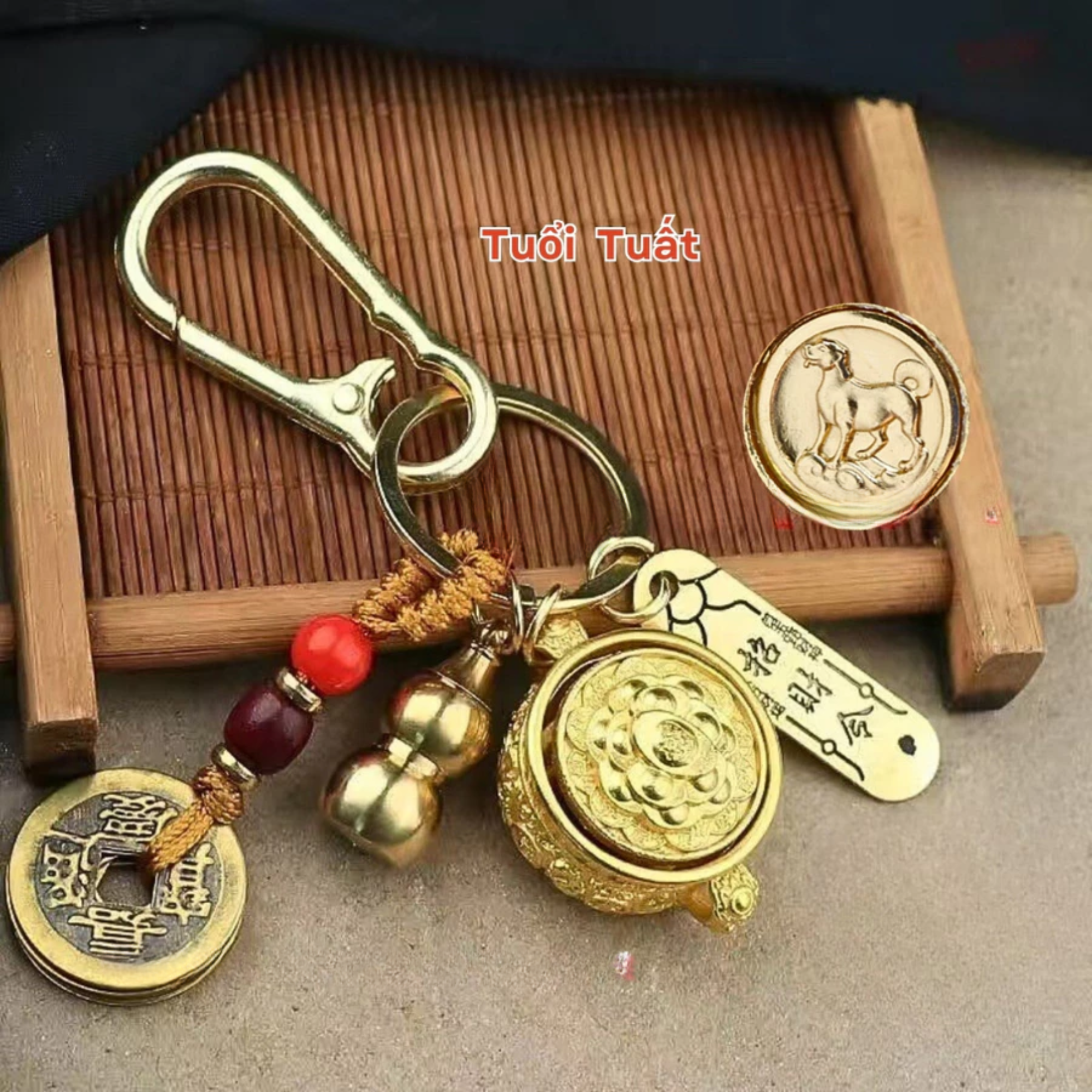 [ Đã Khai Quang ] Móc khóa bát tụ bảo xoay 12 con giáp (Mẫu 2)