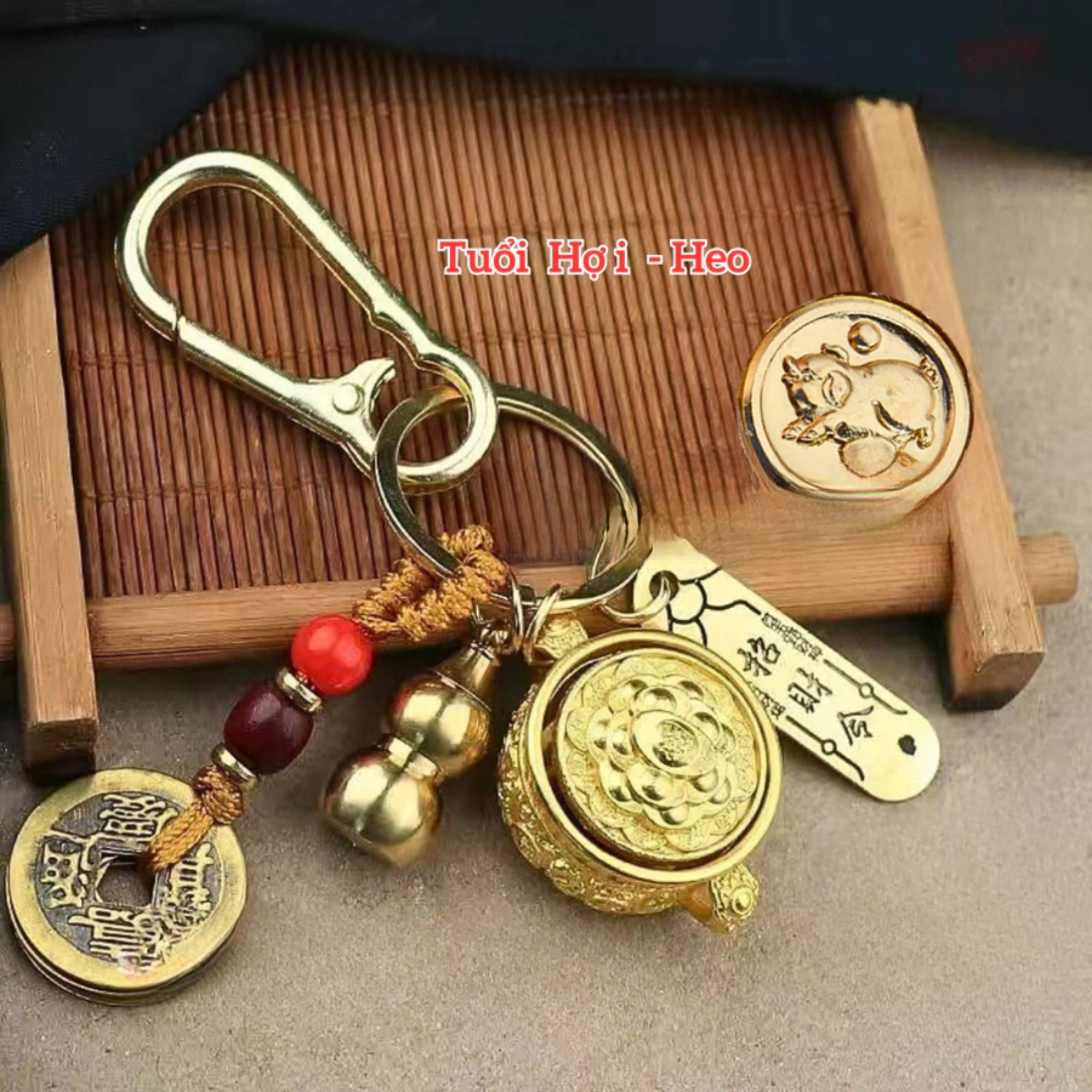 [ Đã Khai Quang ] Móc khóa bát tụ bảo xoay 12 con giáp (Mẫu 2)