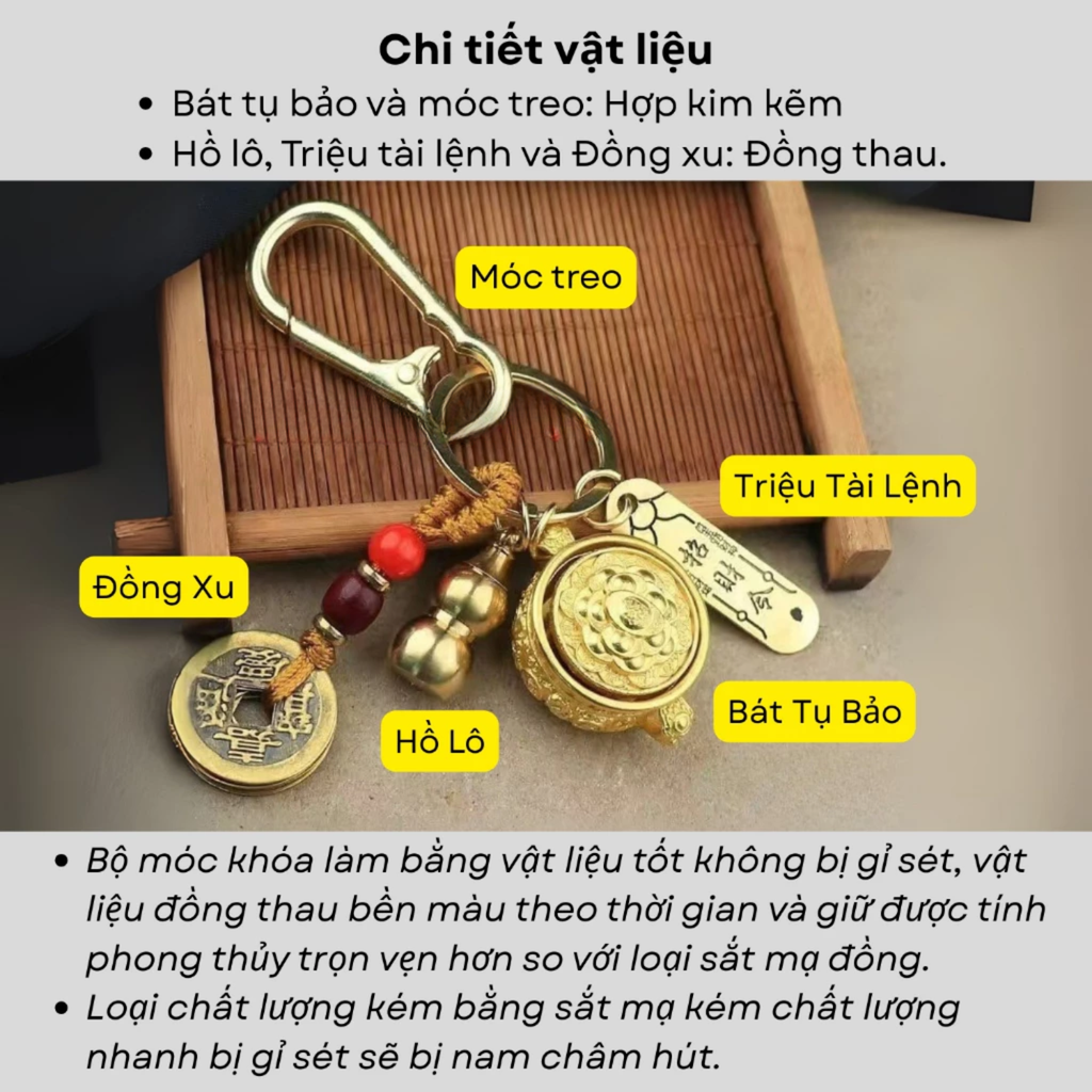 [ Đã Khai Quang ] Móc khóa bát tụ bảo xoay 12 con giáp (Mẫu 2)