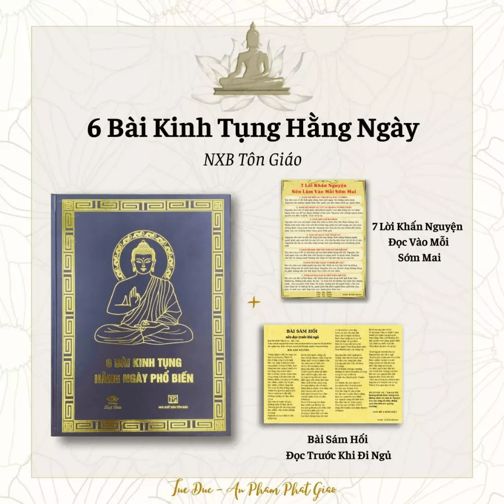 Sách - 6 Bài Kinh Tụng Hằng Ngày Phổ Biến - BÌA CỨNG - Tặng Kèm Lời Khấn Nguyện + Bài Sám Hối