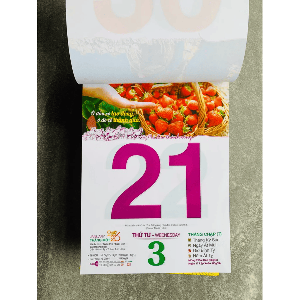 Lịch Tết 2026- Bloc đại kích thước 14,5x20,5 chủ đề Mã Đáo Thành Công