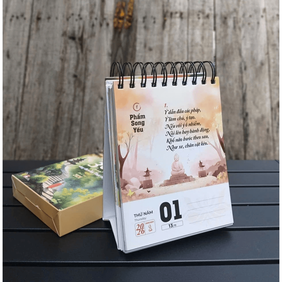 [FlashSale 30% + Tặng Lá Bồ Đề] Lịch Kinh Pháp Cú 2026 - In Màu Cao Cấp - HT. Thích Minh Châu