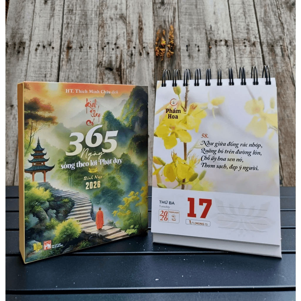 [FlashSale 30% + Tặng Lá Bồ Đề] Lịch Kinh Pháp Cú 2026 - In Màu Cao Cấp - HT. Thích Minh Châu