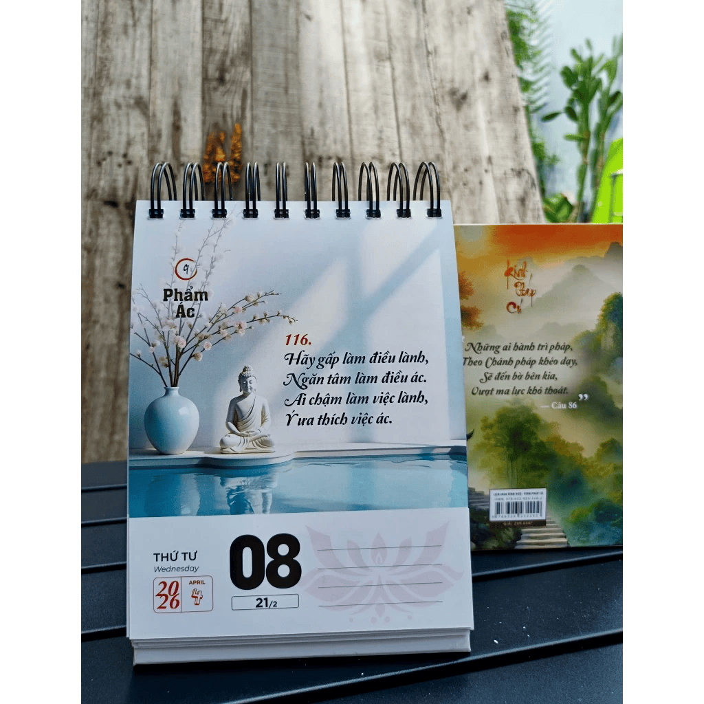 [FlashSale 30% + Tặng Lá Bồ Đề] Lịch Kinh Pháp Cú 2026 - In Màu Cao Cấp - HT. Thích Minh Châu