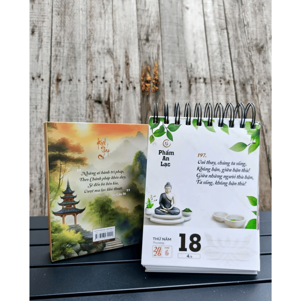 [FlashSale 30% + Tặng Lá Bồ Đề] Lịch Kinh Pháp Cú 2026 - In Màu Cao Cấp - HT. Thích Minh Châu