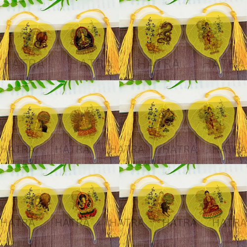 (Tặng Bao Lì Xì Lộc) Lá bồ đề nhũ vàng 2 mặt 12 con giáp và phật bản mệnh, để ốp lưng điện thoại, treo xe ô tô đã khai quang