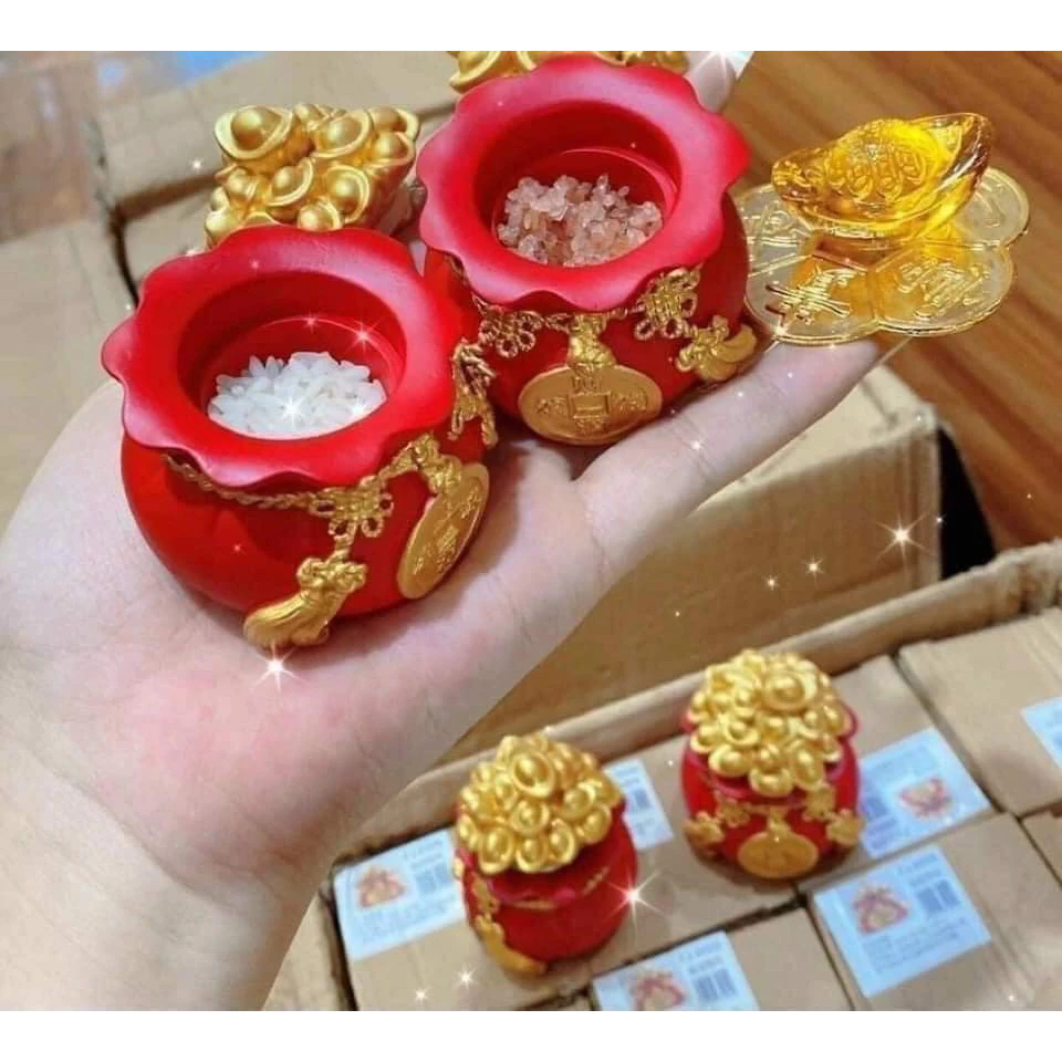 Combo 3 hũ đựng muối gạo tài lộc phong thủy