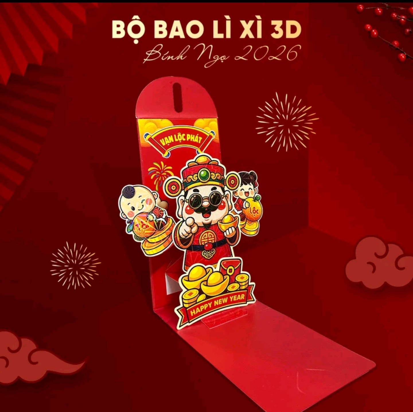 Bao Lì Xì Popup 3D Cao Cấp Tết Bính Ngọ 2026, Lì Xì Mẫu Thiết Kế Đẹp Sang Trọng