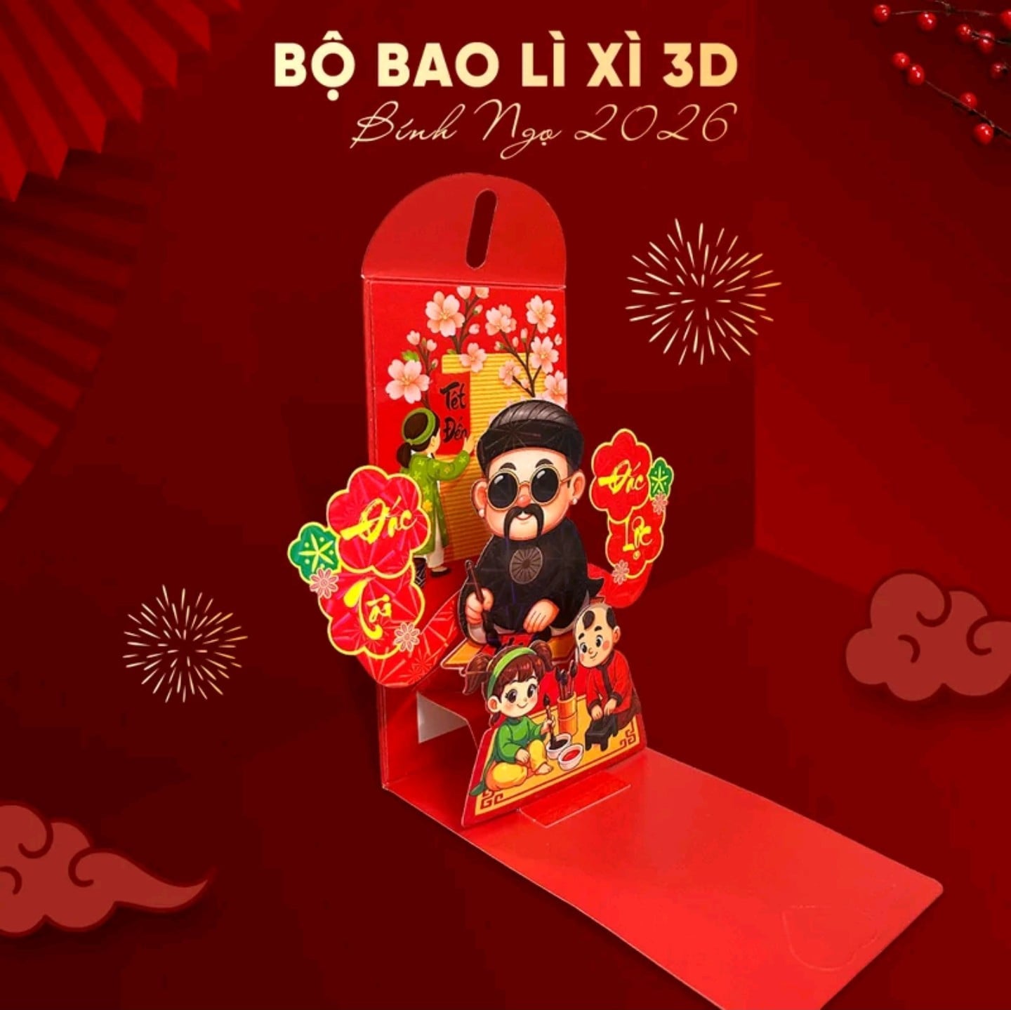 Bao Lì Xì Popup 3D Cao Cấp Tết Bính Ngọ 2026, Lì Xì Mẫu Thiết Kế Đẹp Sang Trọng