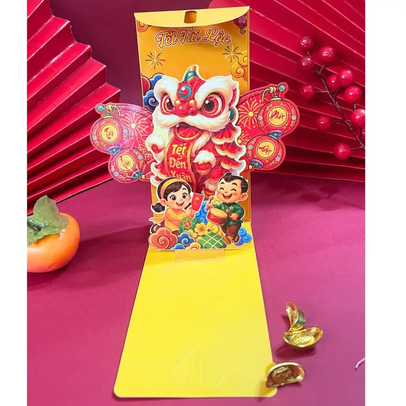 Bao Lì Xì Popup 3D Cao Cấp Tết Bính Ngọ 2026, Lì Xì Mẫu Thiết Kế Đẹp Sang Trọng
