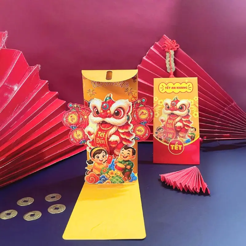 Bao Lì Xì Popup 3D Cao Cấp Tết Bính Ngọ 2026, Lì Xì Mẫu Thiết Kế Đẹp Sang Trọng