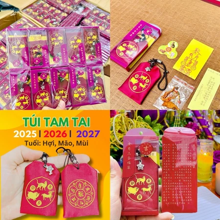 (Đã Khai Quang) Sét 5 Món Thái Tuế 2026: Túi Thái Tuế - Móc Khóa - Kim Bài Thái Tuế - Phù Thái Tuế Bình an May mắn