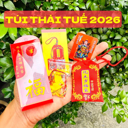 (Đã Khai Quang) Sét 5 Món Thái Tuế 2026: Túi Thái Tuế - Móc Khóa - Kim Bài Thái Tuế - Phù Thái Tuế Bình an May mắn
