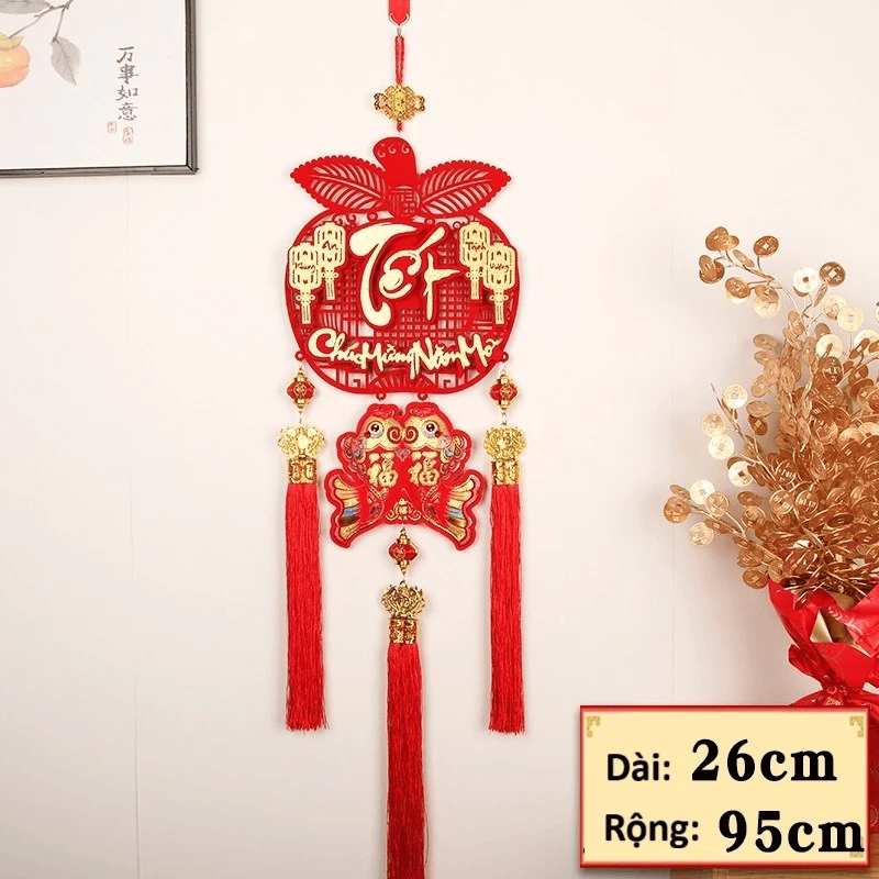 Liễng Treo Tường Trang Trí Tết 2026 Bính Ngọ Mẫu Liễng Quả Táo, Cá Vàng