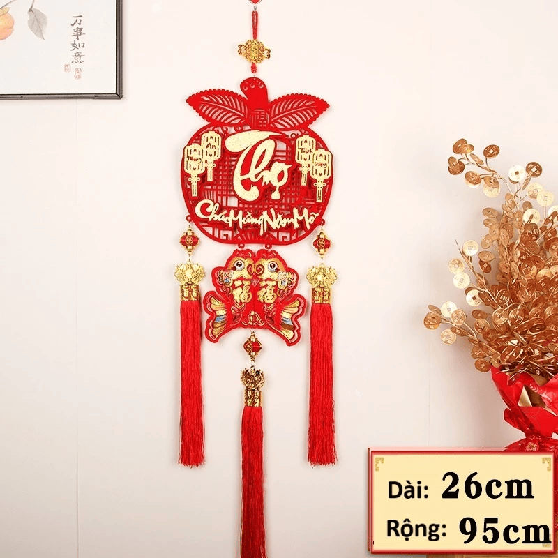 Liễng Treo Tường Trang Trí Tết 2026 Bính Ngọ Mẫu Liễng Quả Táo, Cá Vàng