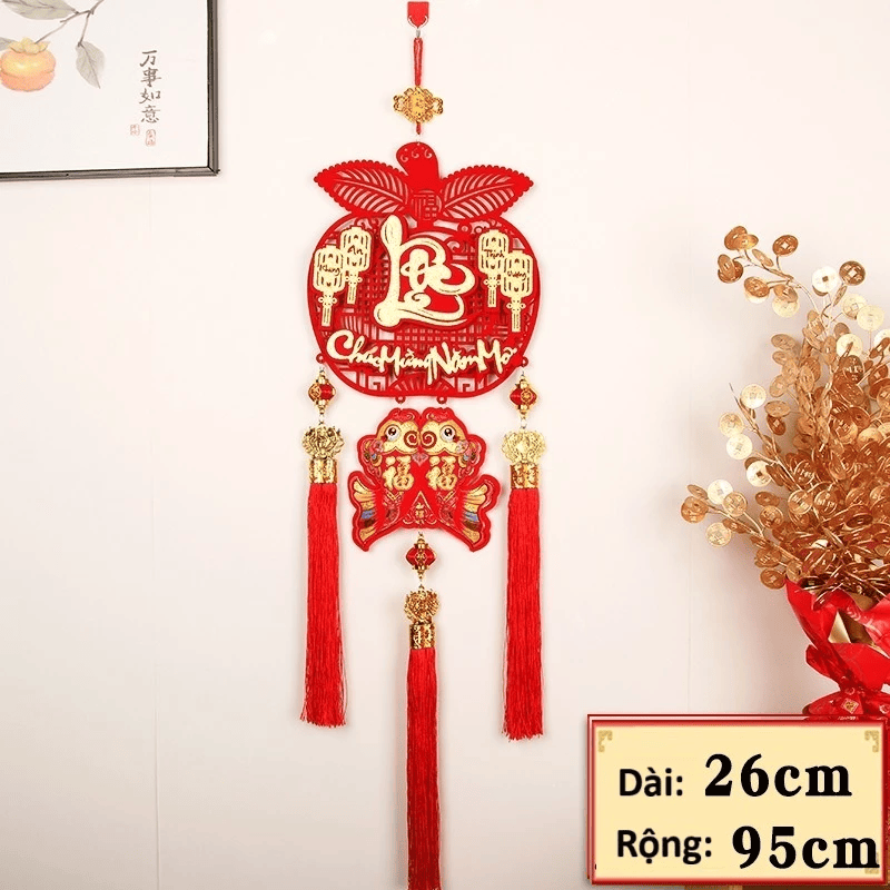Liễng Treo Tường Trang Trí Tết 2026 Bính Ngọ Mẫu Liễng Quả Táo, Cá Vàng
