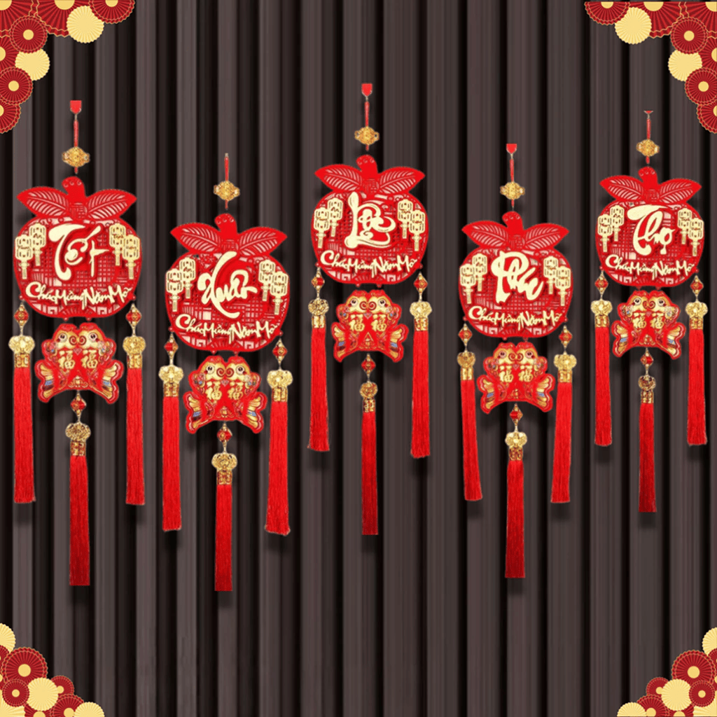 Liễng Treo Tường Trang Trí Tết 2026 Bính Ngọ Mẫu Liễng Quả Táo, Cá Vàng