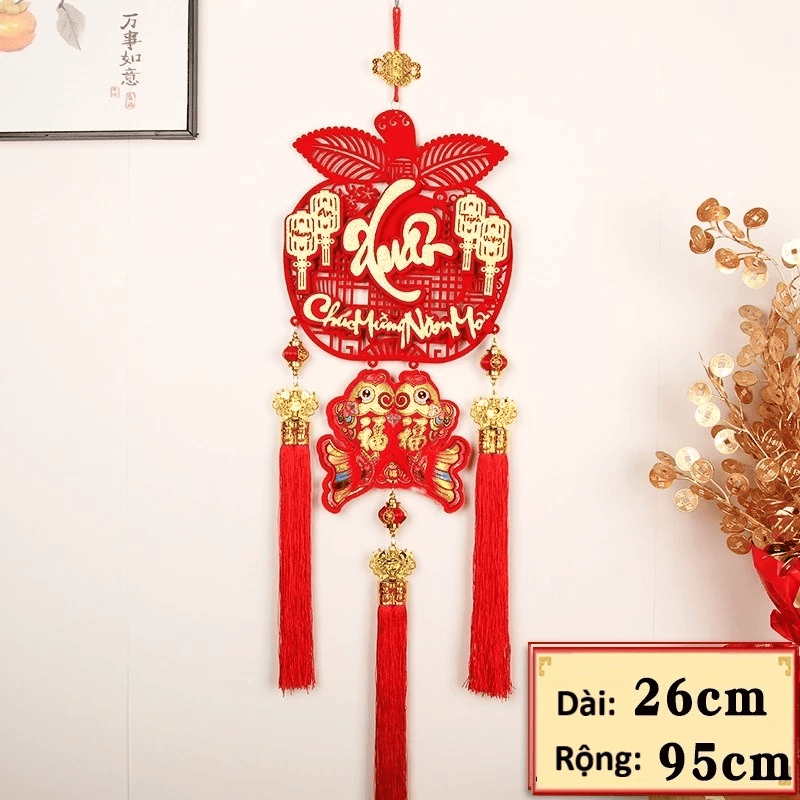 Liễng Treo Tường Trang Trí Tết 2026 Bính Ngọ Mẫu Liễng Quả Táo, Cá Vàng