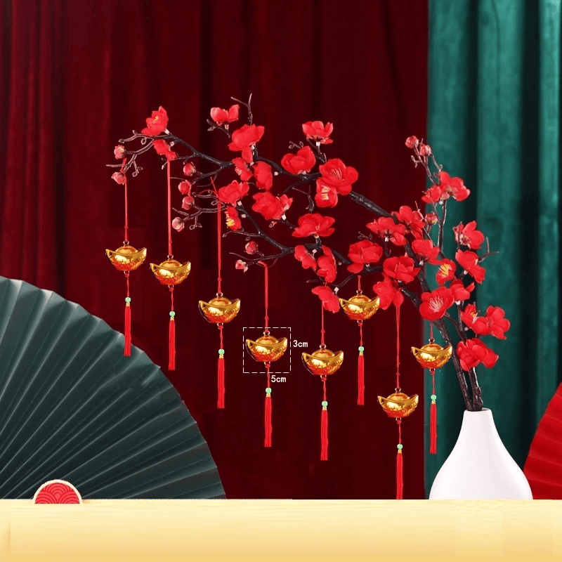 Set 6 dây treo có tua rua trang trí chúc mừng năm mới phụ kiện treo cây đào trang trí tết