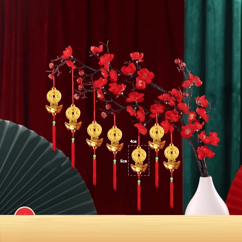 Set 6 dây treo có tua rua trang trí chúc mừng năm mới phụ kiện treo cây đào trang trí tết