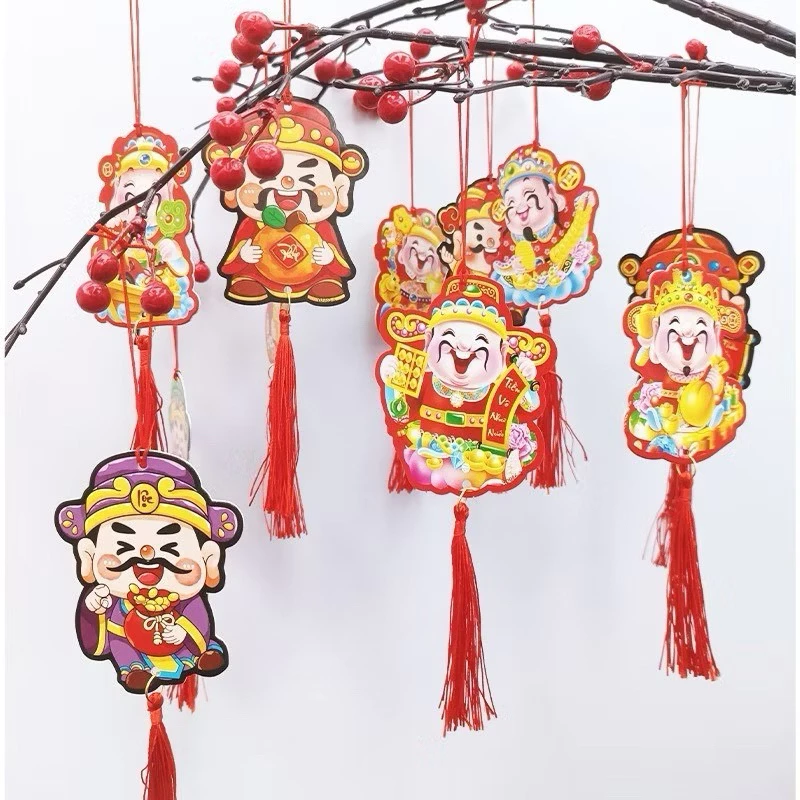 Set 6 dây treo có tua rua trang trí chúc mừng năm mới phụ kiện treo cây đào trang trí tết