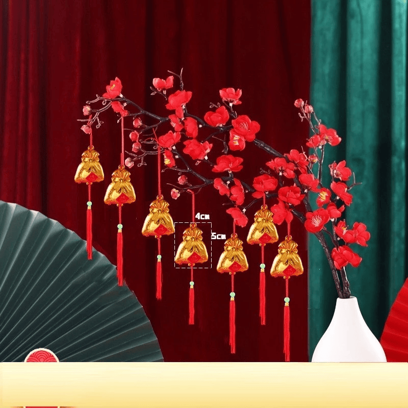 Set 6 dây treo có tua rua trang trí chúc mừng năm mới phụ kiện treo cây đào trang trí tết