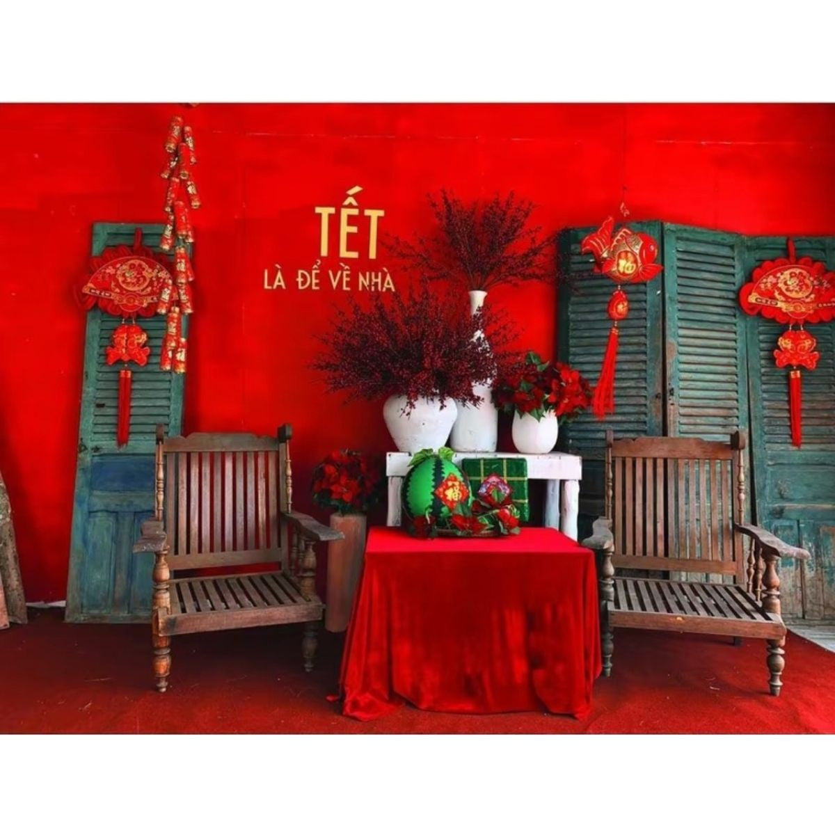 Phông nền decor tết Bính Ngọ 2026 - Tranh vải decor cao cấp