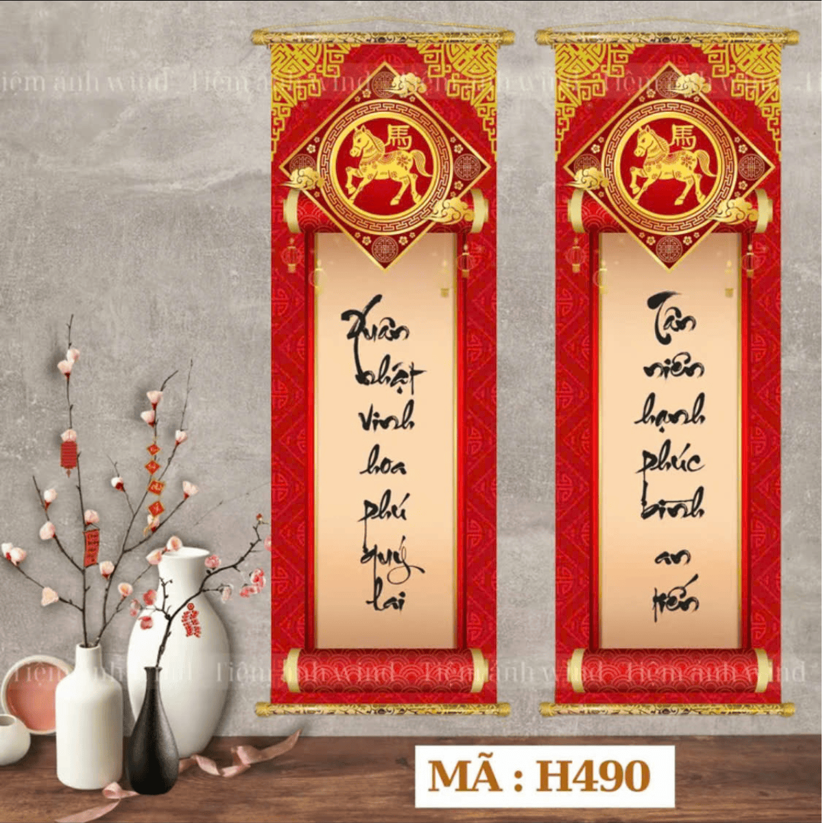 Câu đối tết năm mới vải lụa treo trang trí tết Xuân BINH NGỌ 2026