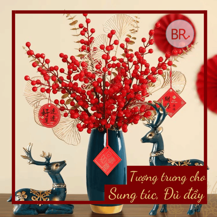 Cành đào đông trang trí tết 2026 - 12 nhánh - Set 5 cành / 10 cành