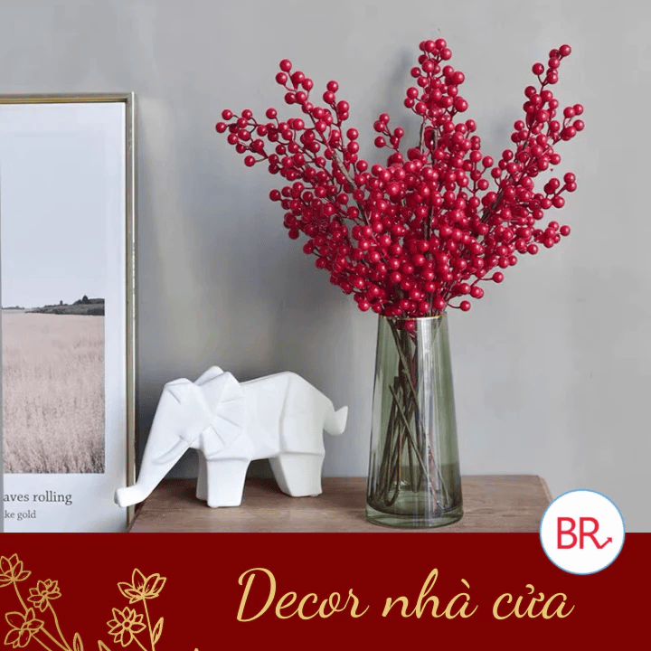 Cành đào đông trang trí tết 2026 - 12 nhánh - Set 5 cành / 10 cành