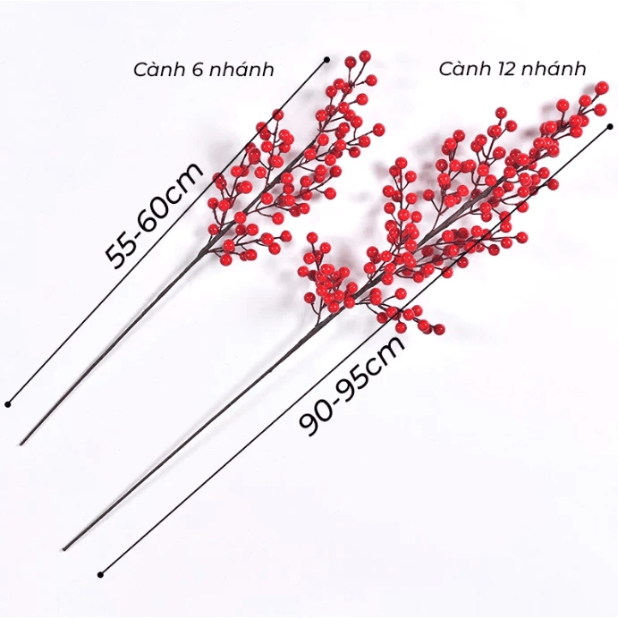 Cành đào đông trang trí tết 2026 - 12 nhánh - Set 5 cành / 10 cành