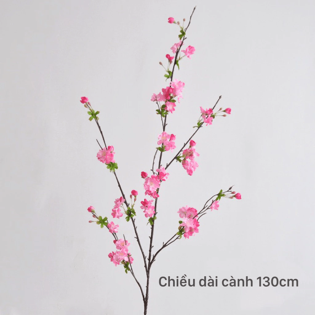 Cành Hoa Đào Rừng Kép Hoa Lụa Cao Cấp Trang Trí Tết 2026