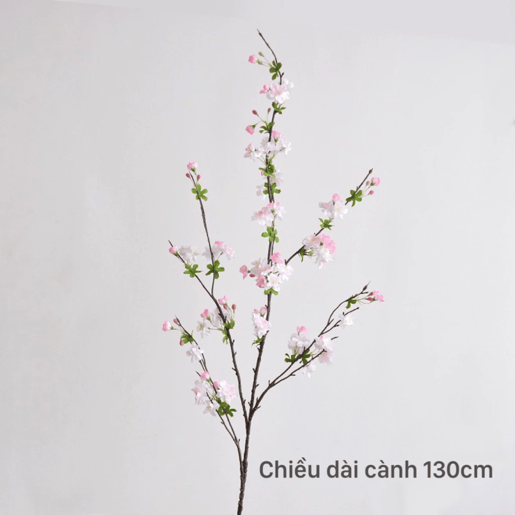 Cành Hoa Đào Rừng Kép Hoa Lụa Cao Cấp Trang Trí Tết 2026