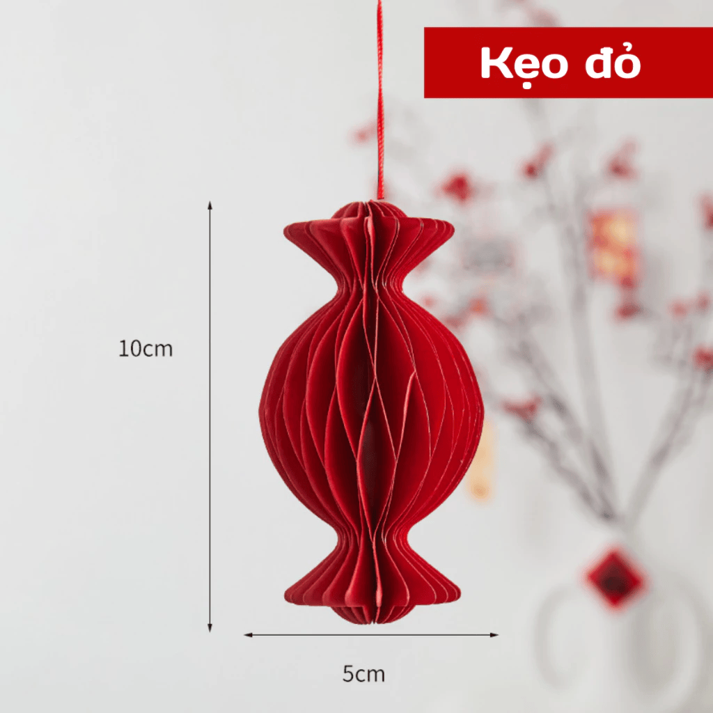 Set 5/10 Đèn lồng giấy xếp 10cm treo cây trang trí Noel, lễ Tết - Phụ kiện decor trang trí năm mới, đám cưới