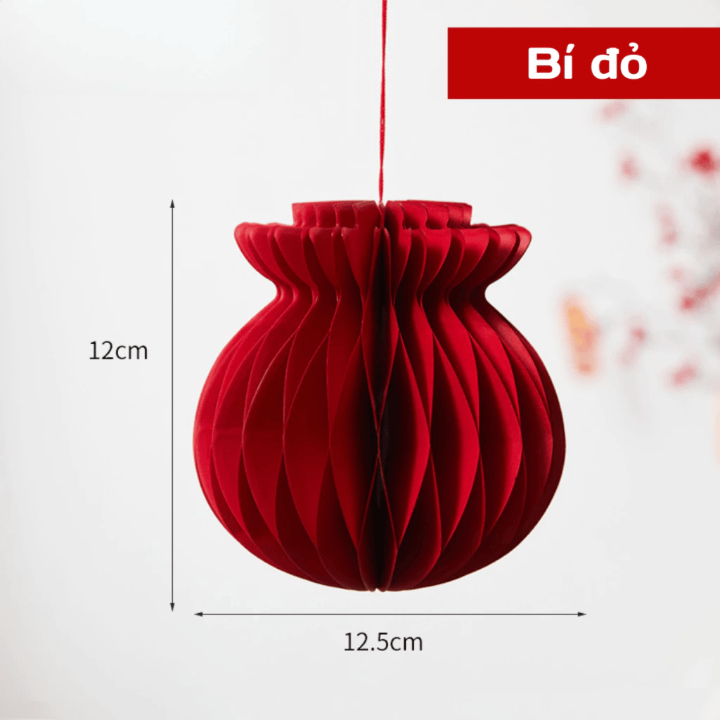 Set 5/10 Đèn lồng giấy xếp 10cm treo cây trang trí Noel, lễ Tết - Phụ kiện decor trang trí năm mới, đám cưới
