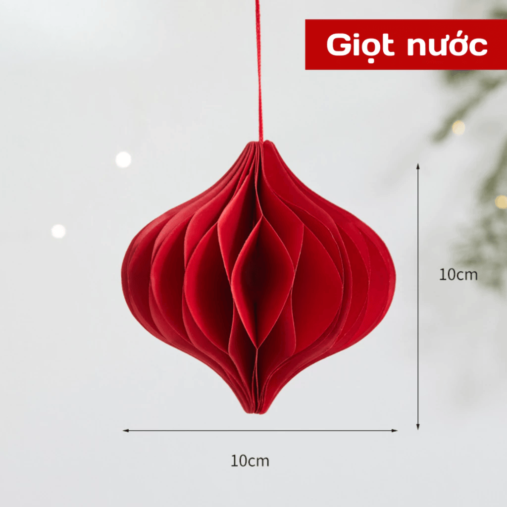 Set 5/10 Đèn lồng giấy xếp 10cm treo cây trang trí Noel, lễ Tết - Phụ kiện decor trang trí năm mới, đám cưới
