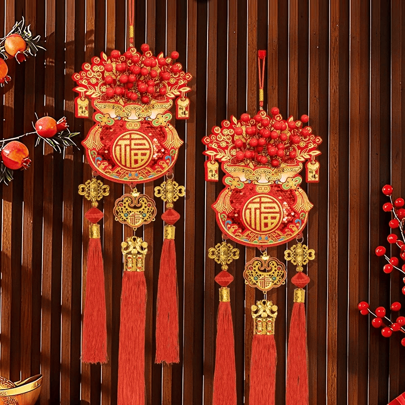 Túi May Mắn Năm Mới 2026, Dây Treo Trang Trí Cửa, phòng khách cỡ lớn cho Tết Nguyên Đán