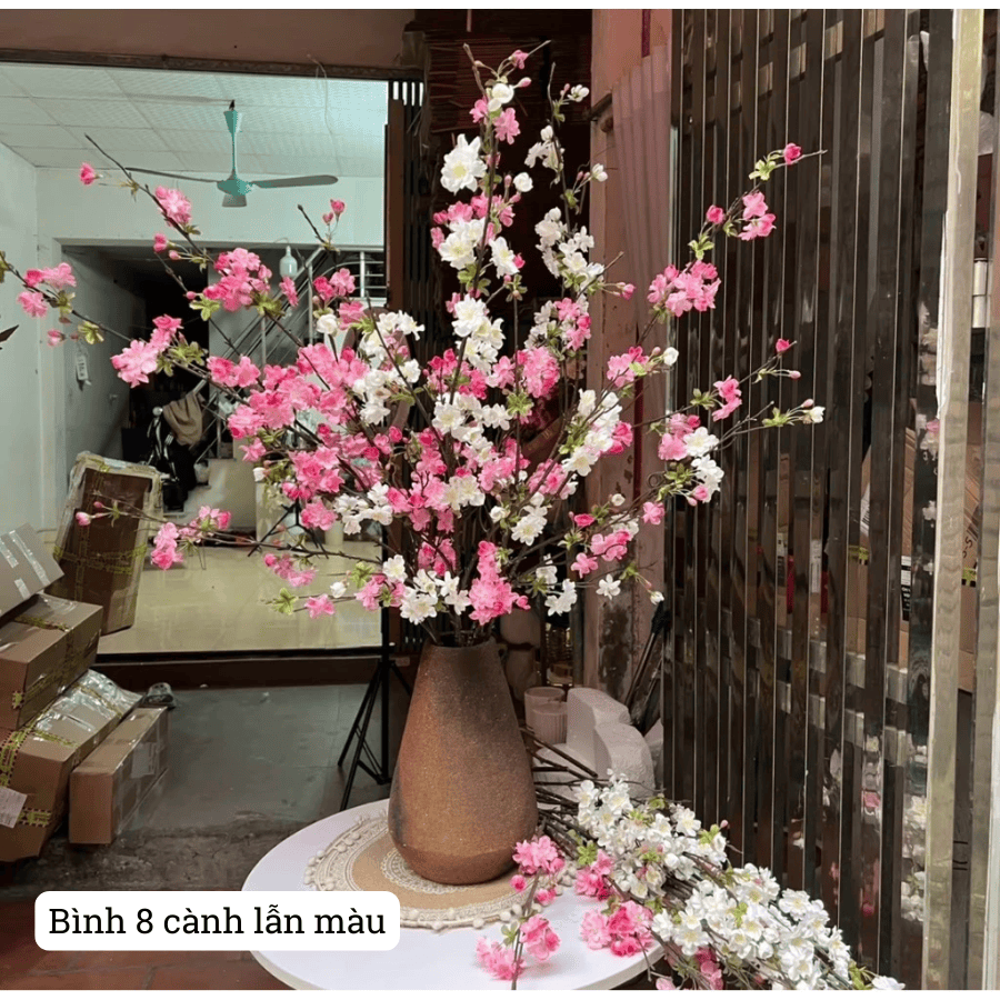 Cành Hoa Đào Rừng Kép Hoa Lụa Cao Cấp Trang Trí Tết 2026