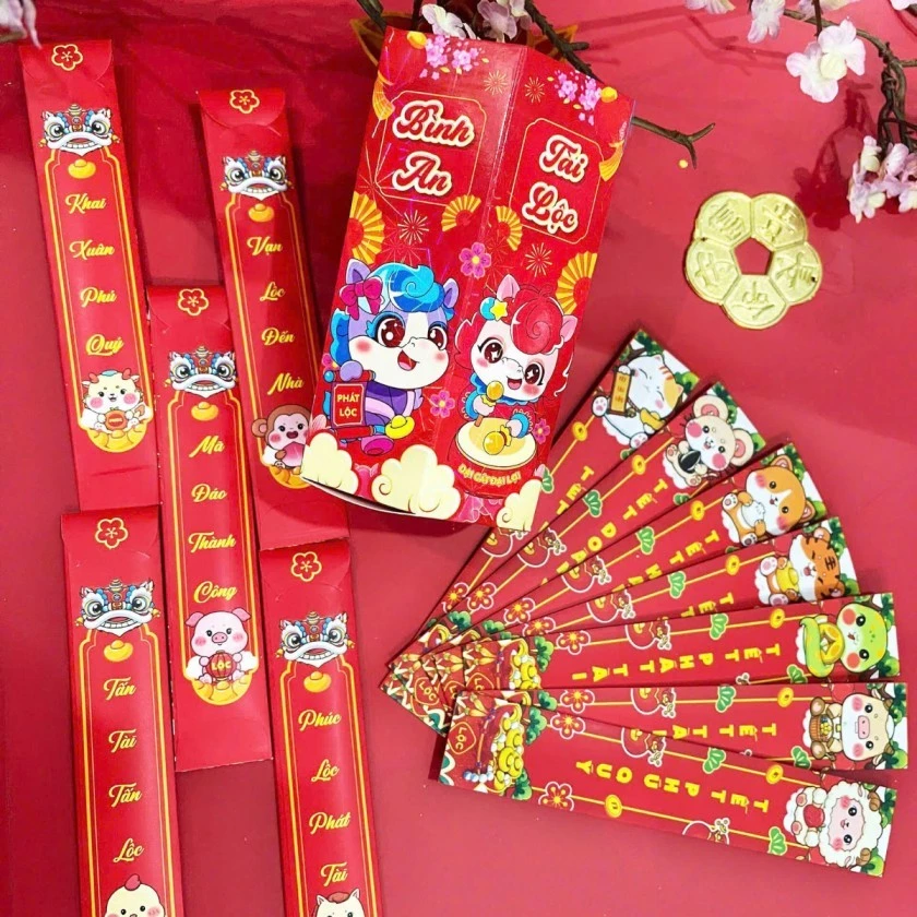 Bộ Lì Xì Gieo Quẻ Combo 5 Hộp Lì Xì 12 Quẻ Phát Lộc May Mắn Tết Bính Ngọ 2026