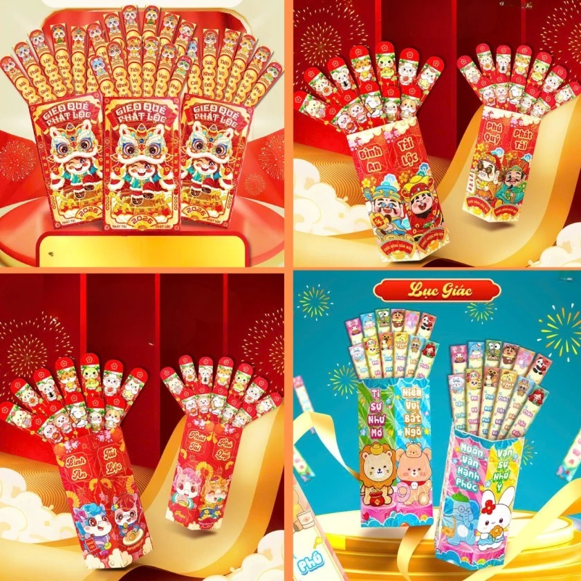 Bộ Lì Xì Gieo Quẻ Combo 5 Hộp Lì Xì 12 Quẻ Phát Lộc May Mắn Tết Bính Ngọ 2026