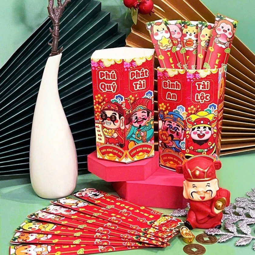 Bộ Lì Xì Gieo Quẻ Combo 5 Hộp Lì Xì 12 Quẻ Phát Lộc May Mắn Tết Bính Ngọ 2026