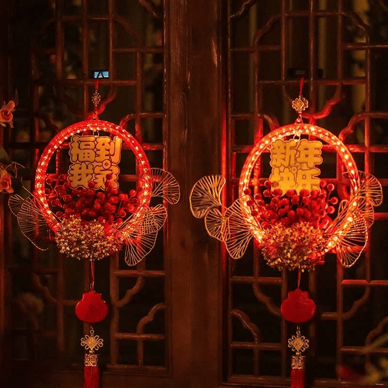 [KHÔNG KÈM PIN ] Mặt dây chuyền đèn LED Tết Nguyên Đán 2026. Vòng hoa phát sáng trang trí đón năm mới