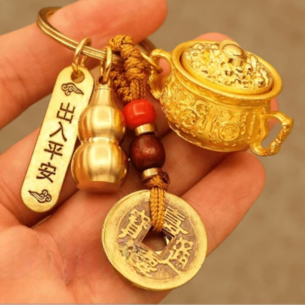 [ Đã Khai Quang ] Móc khóa bát tụ bảo xoay 12 con giáp (Mẫu 2)