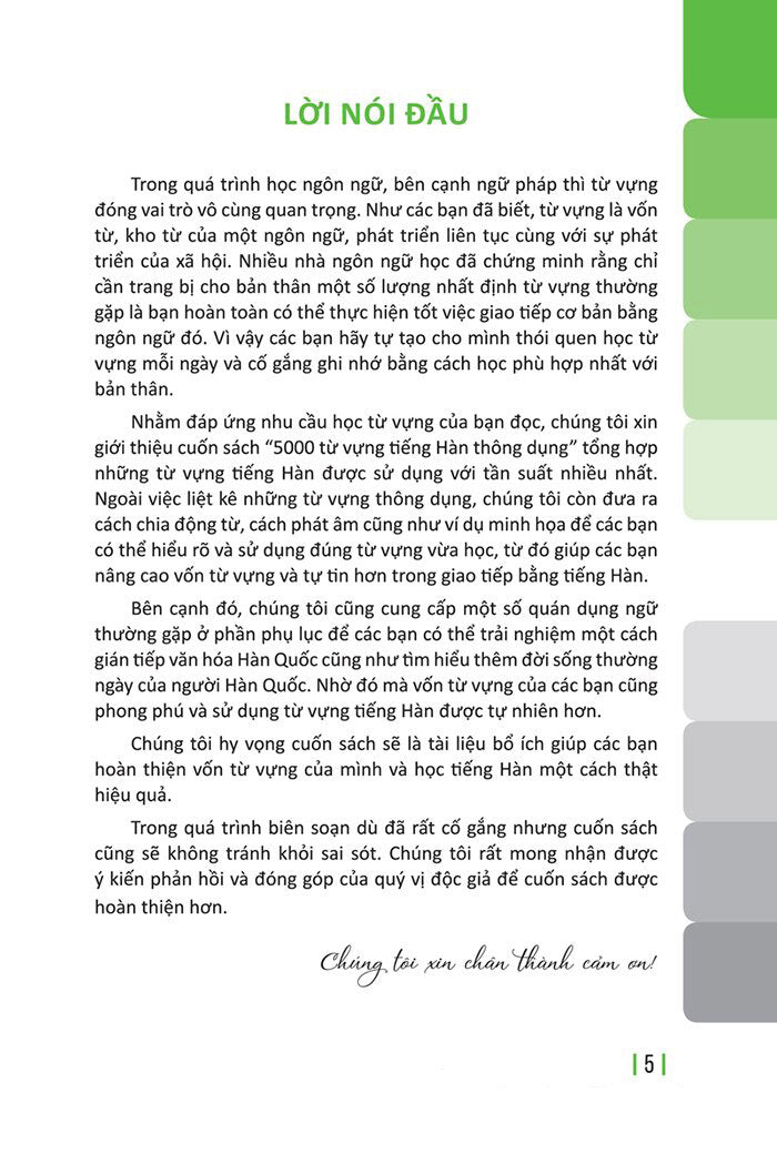 5000 Từ Vựng Tiếng Hàn Thông Dụng