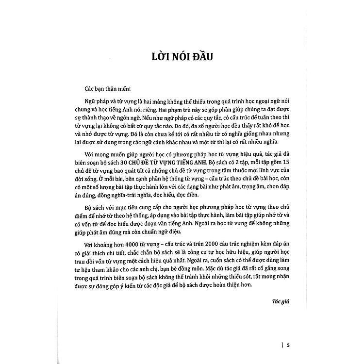 Sách 30 Chủ Đề Từ Vựng Tiếng Anh (Tập 2)